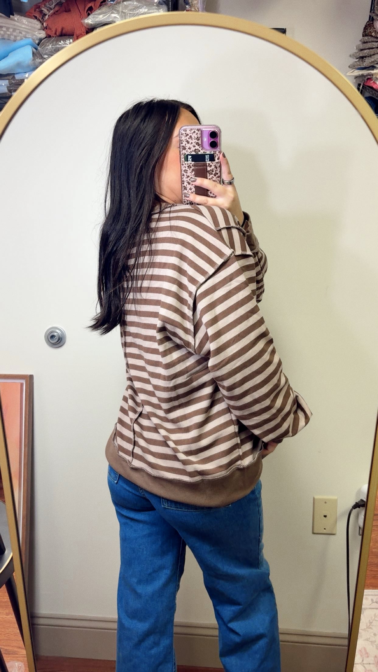 Thankful Striped Sweatshirt