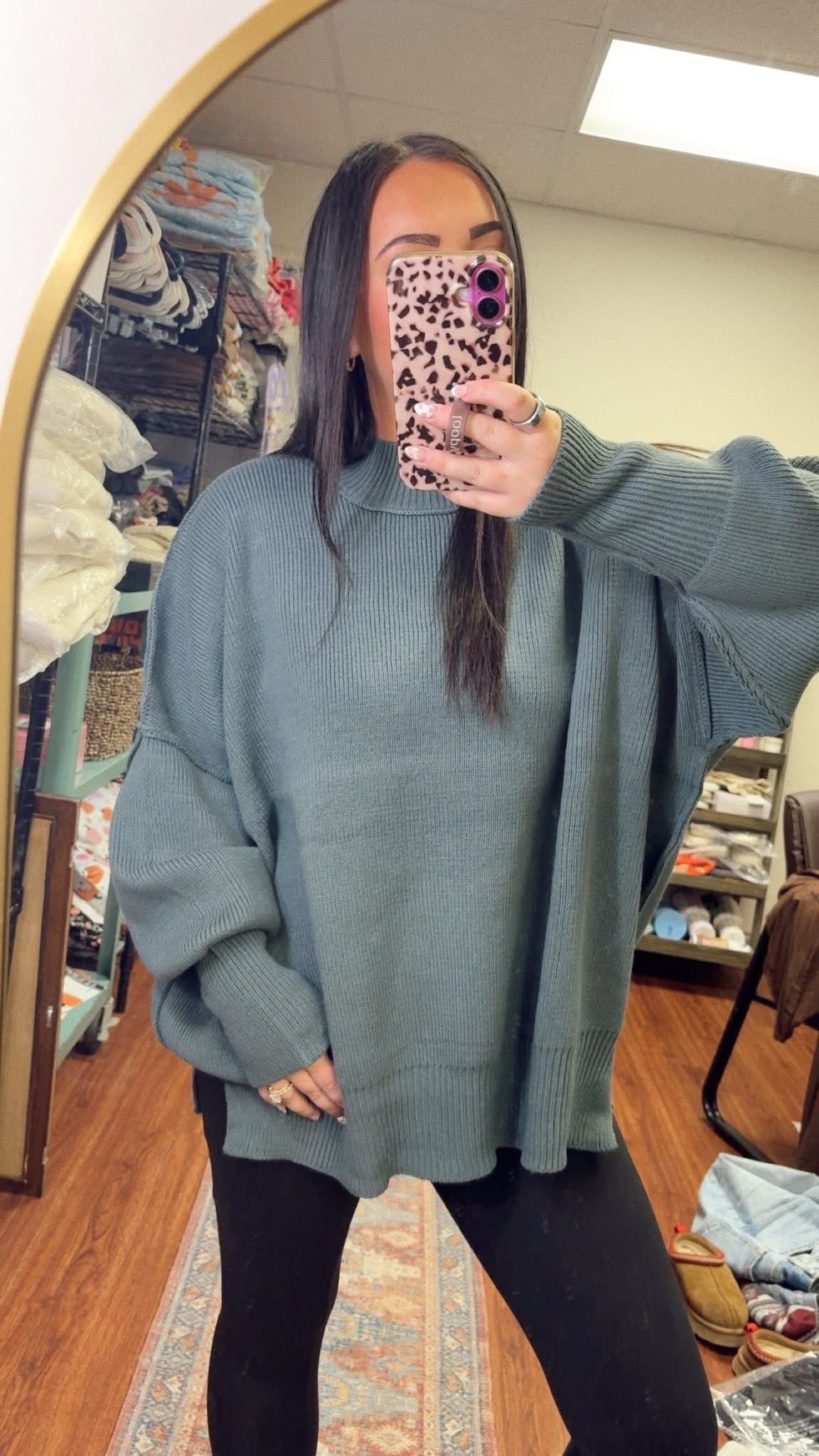 Downtown Oversized Sweater- Ash Jade