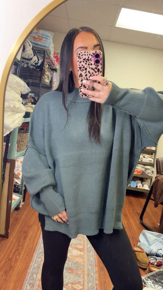 Downtown Oversized Sweater- Ash Jade