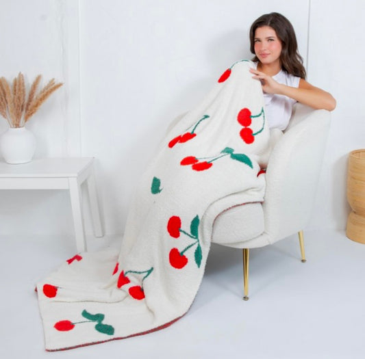 Cozy Cashmere Blanket- Cherries