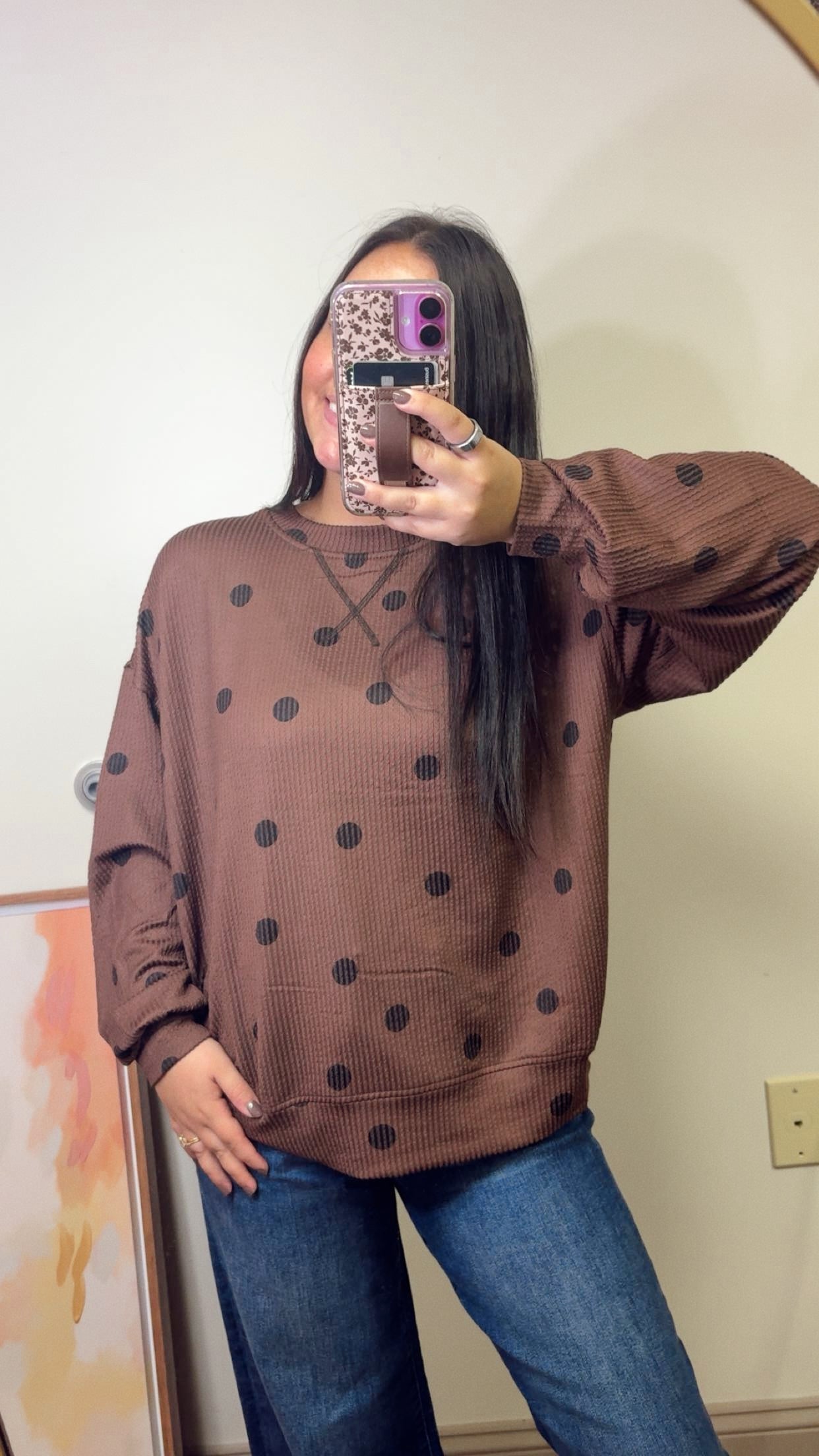 Cinnamon Spice Polka Dot Top