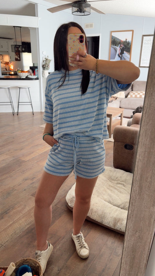 Styling Stripes Ribbed Set - Cornflower Blue
