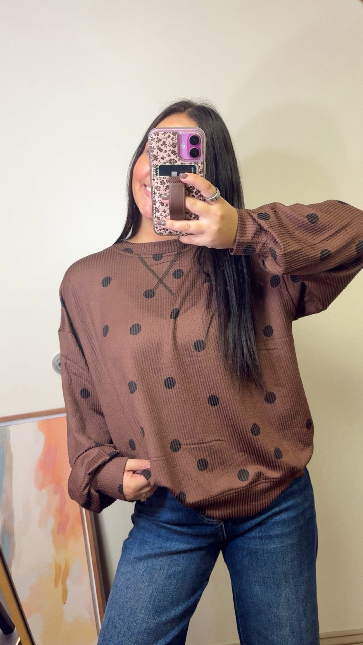 Cinnamon Spice Polka Dot Top