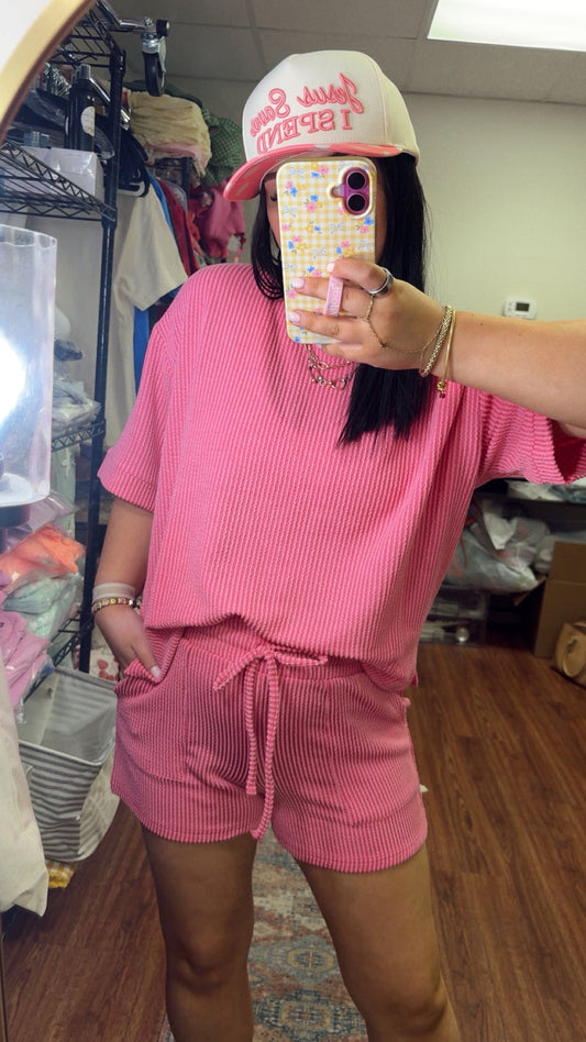 Hot Shot Ribbed Set - Fuchsia