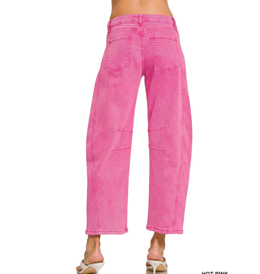 Bold Barrel Jeans - Hot Pink