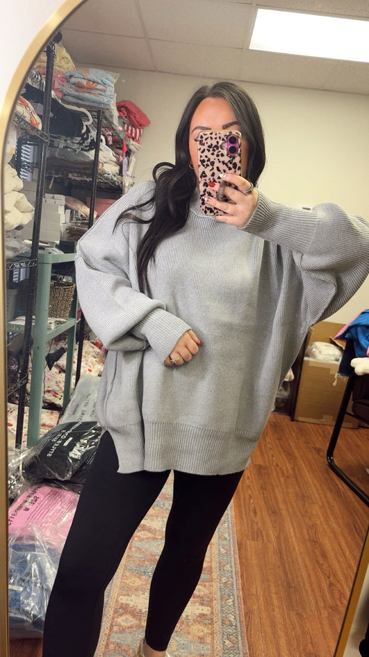 Downtown Oversized Sweater- Heather Gray