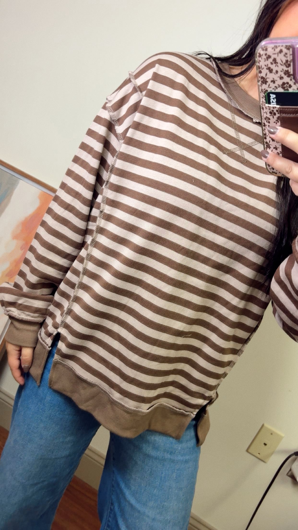 Thankful Striped Sweatshirt
