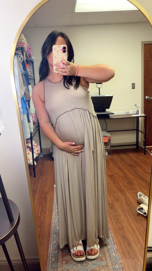 Midnight Breeze POL Dress - Taupe