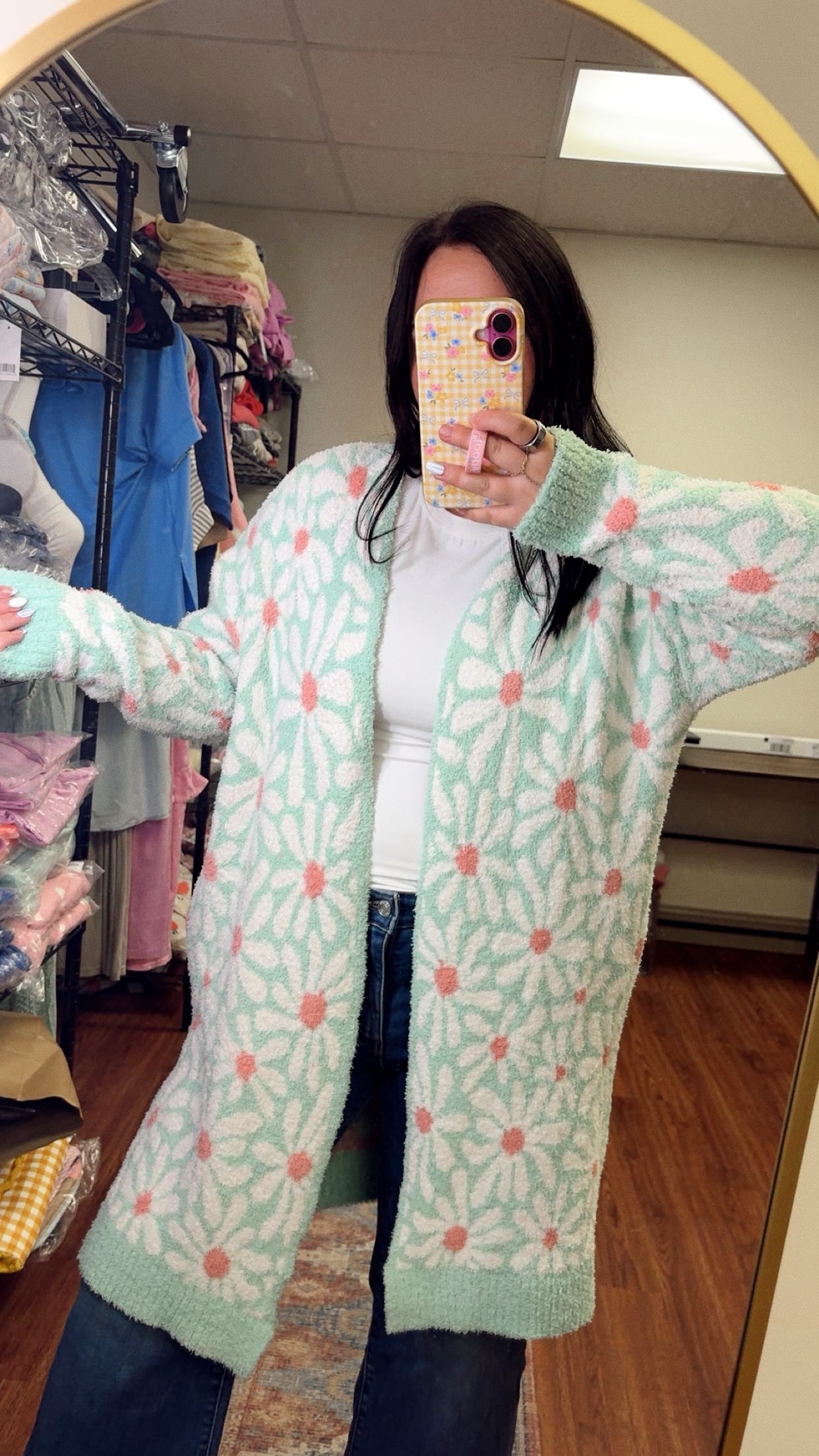 Cloud Cardigan - Mint Daisy