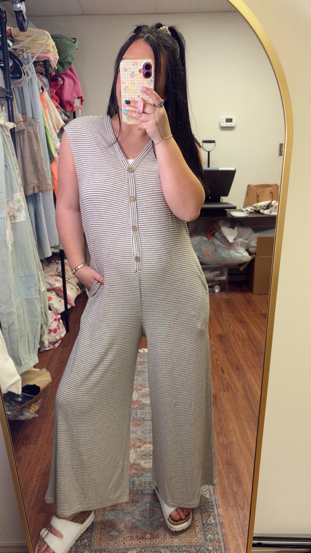 Oatmeal Stripe Jumpsuit