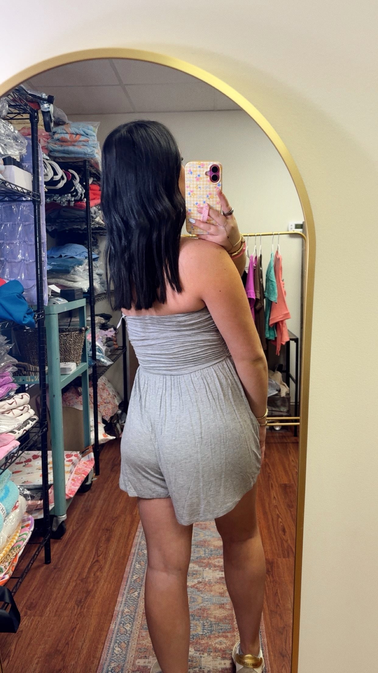 Dolled Up Romper- Heather Gray