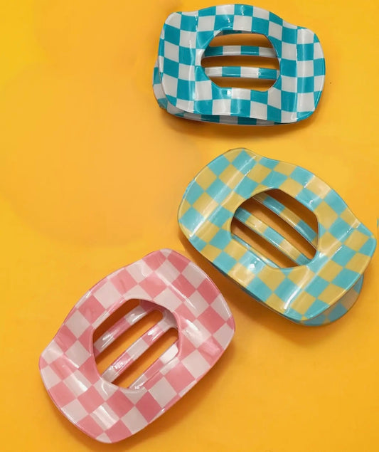 Checker Flat Claw Clips