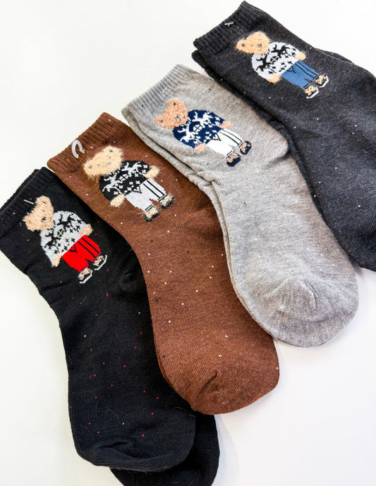 Teddy Socks- Light Gray