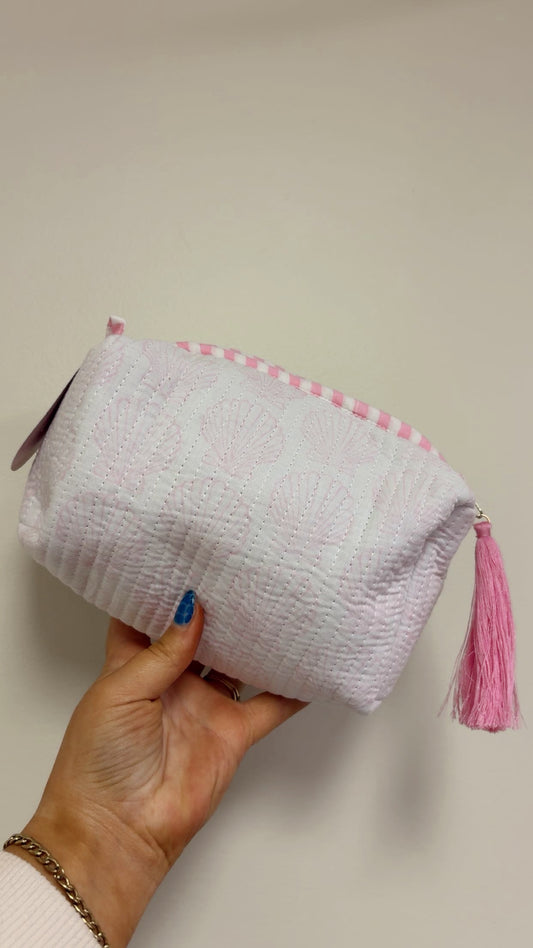 Quilted Makeup Bag - Pink Seashell