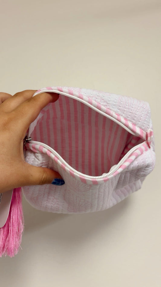 Quilted Makeup Bag - Pink Seashell