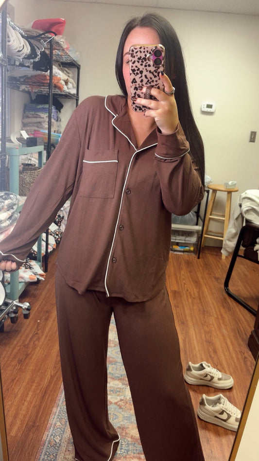 Much Needed Pajama Set- Brown