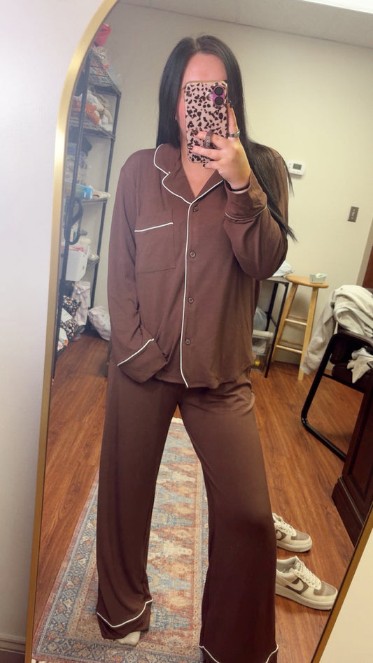 Much Needed Pajama Set- Brown