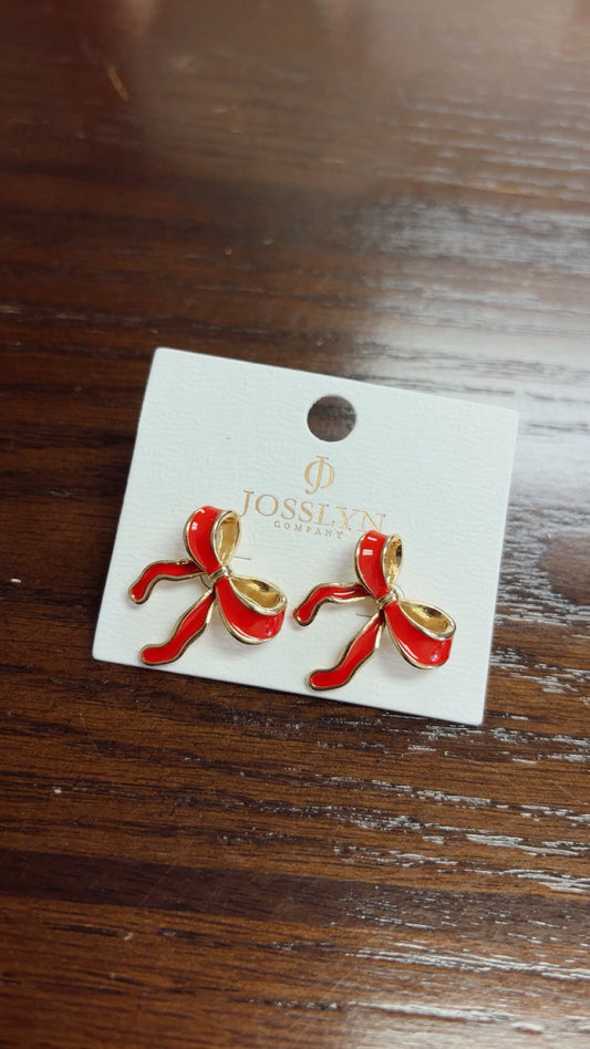 Red Bow Earrings