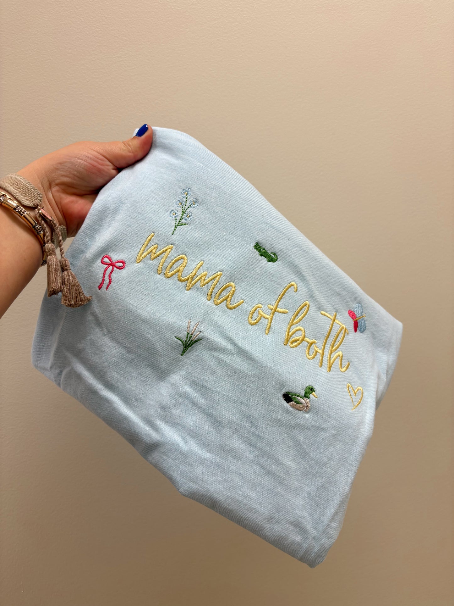 Mama Of Both Embroidered Tee