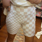 Weekend Fun Biker Shorts- Tan Checker
