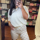 Weekend Fun Biker Shorts- Tan Checker