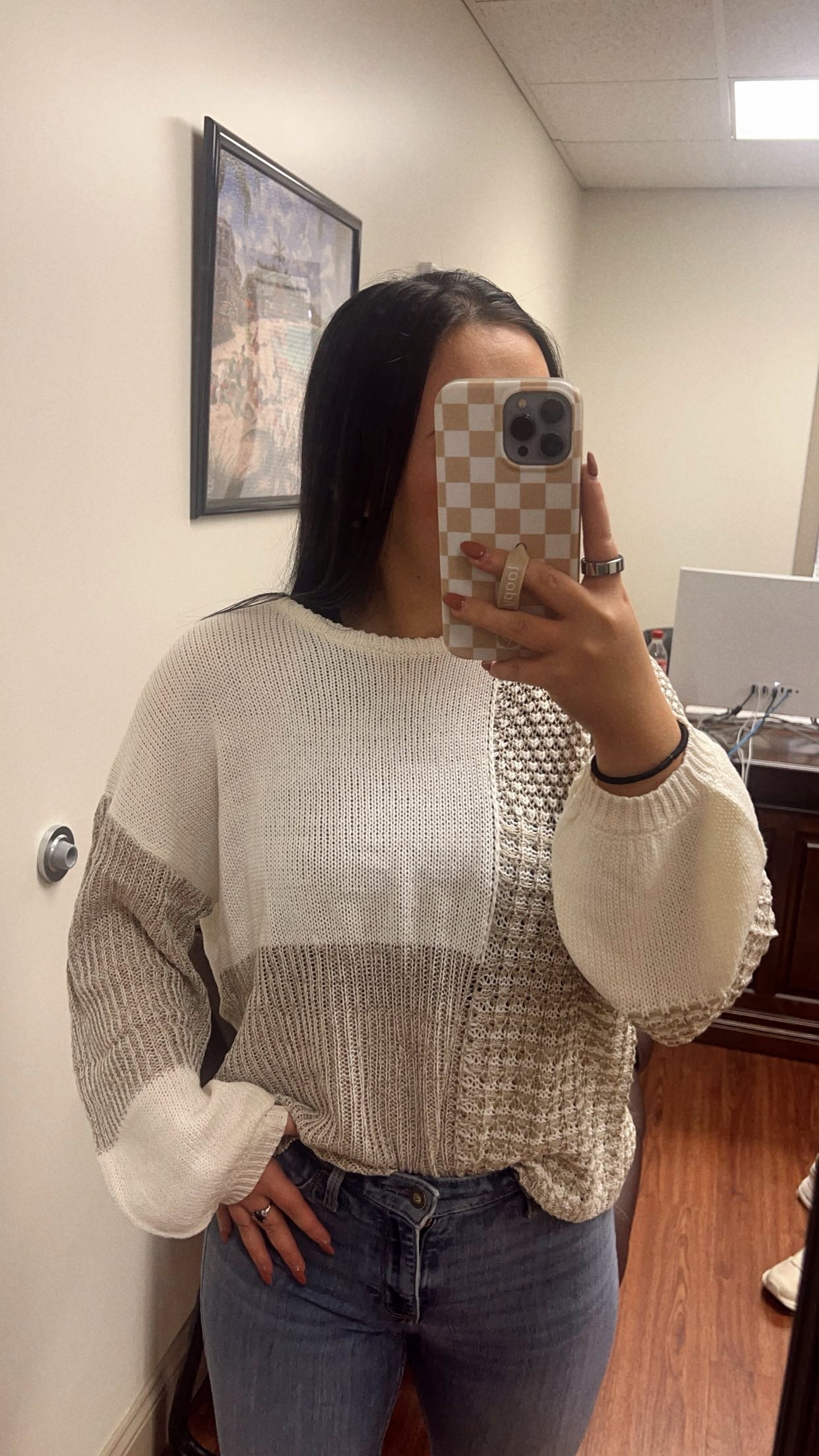 Taupe Colorblock Sweater