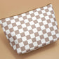 Tan Checker Cosmetic Bag