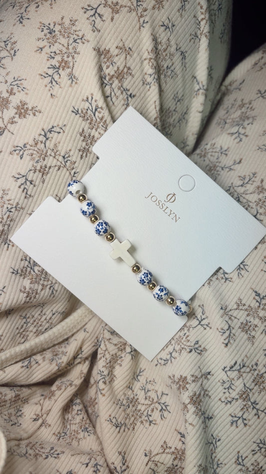 Porcelain Cross Bracelet