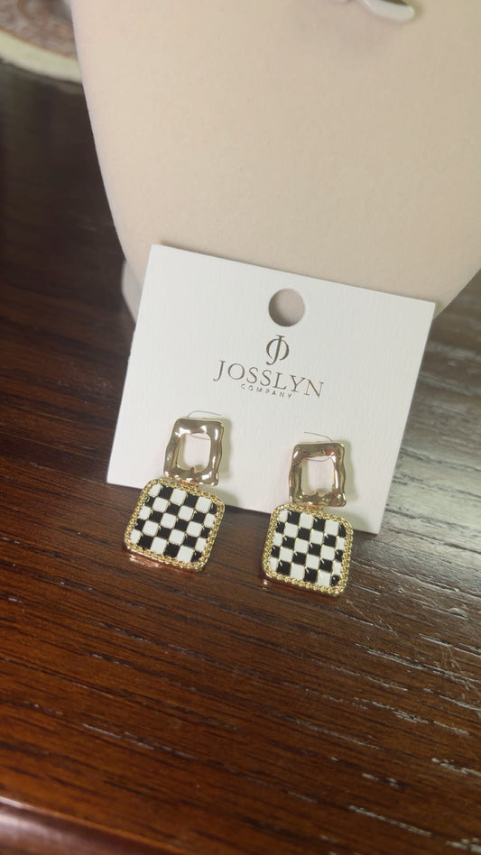 Gold Checker Earrings