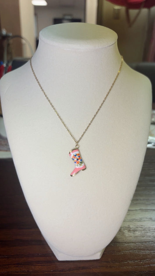 Floral Boot Necklace