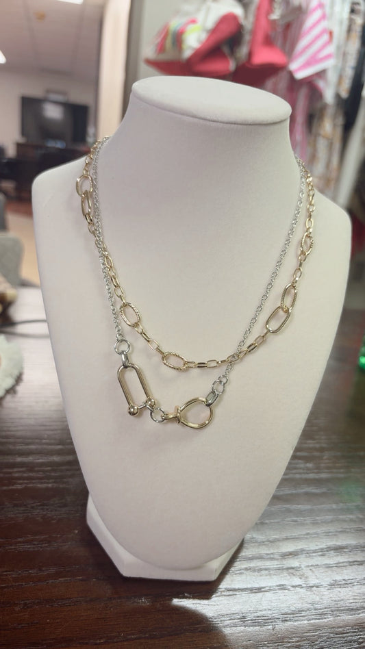Mixed Metal Layered Necklace